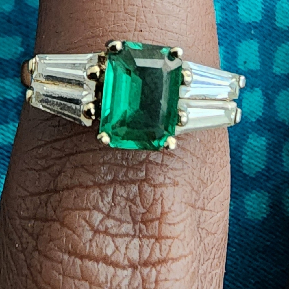 Sliver And Cz Stamped Vintage Ring